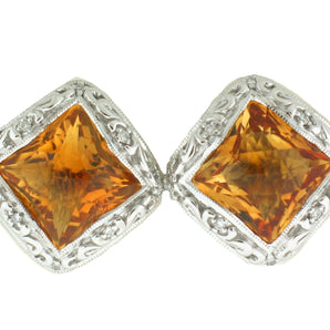 14k White Gold with Halo Citrine Earrings - Le Vive Jewelry in Riverside