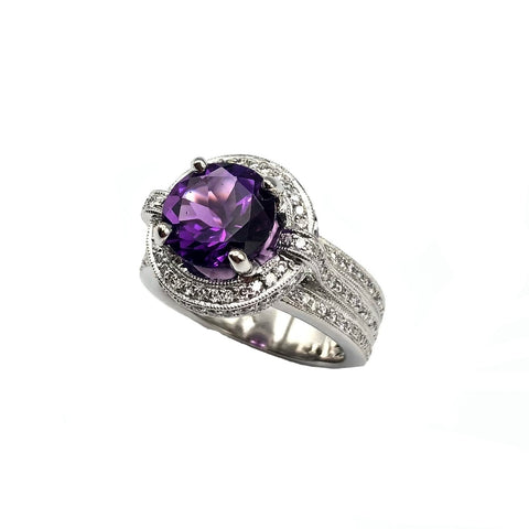 14K AMETHYST DIAMOND RING - Le Vive Jewelry in Riverside