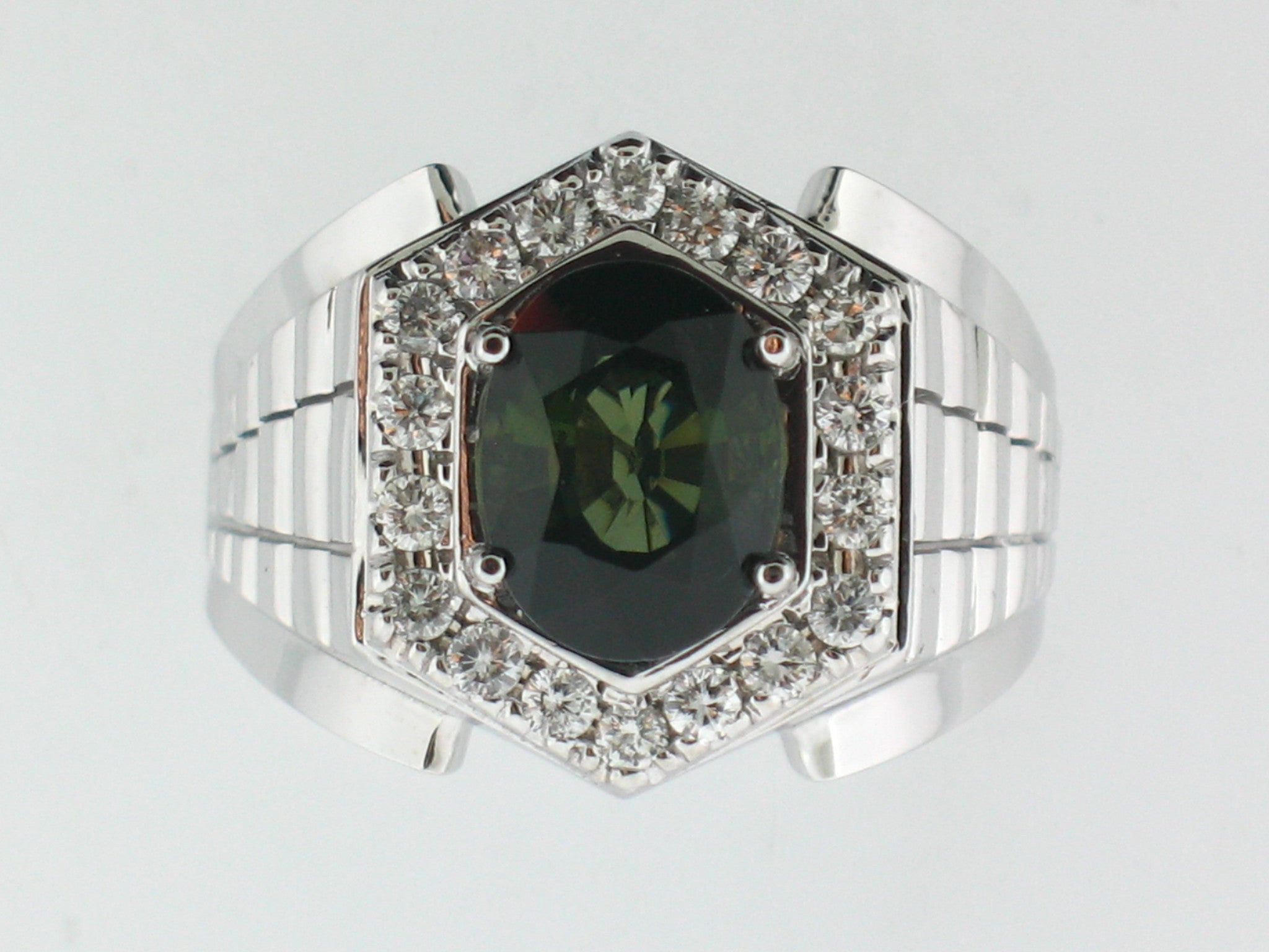 Green Tourmaline Custom Made Men's Ring - Le Vive Jewelry in Riverside