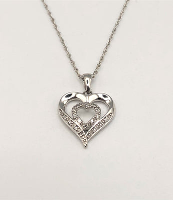 Sterling Silver Heart Pendant Necklace - Le Vive Jewelry in Riverside