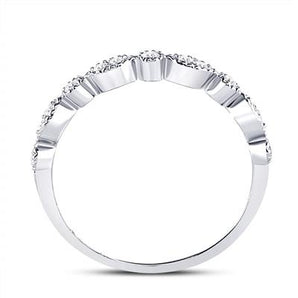 10k White Gold Round Diamond Marquise Dot Stackable Band Ring - Le Vive Jewelry in Riverside