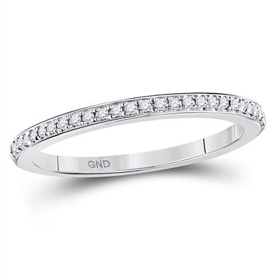 10k White Gold Round Diamond Single Row Stackable Band Ring - Le Vive Jewelry in Riverside