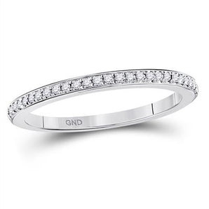 10k White Gold Round Diamond Single Row Stackable Band Ring - Le Vive Jewelry in Riverside