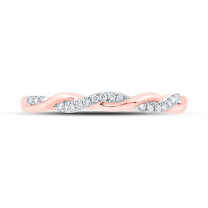 10k Rose Gold Round Diamond Twist Stackable Band Ring - Le Vive Jewelry in Riverside