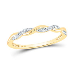 10k Yellow Gold Round Diamond Twist Stackable Band Ring - Le Vive Jewelry in Riverside