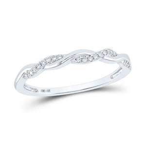 10k White Gold Round Diamond Twist Stackable Band Ring - Le Vive Jewelry in Riverside