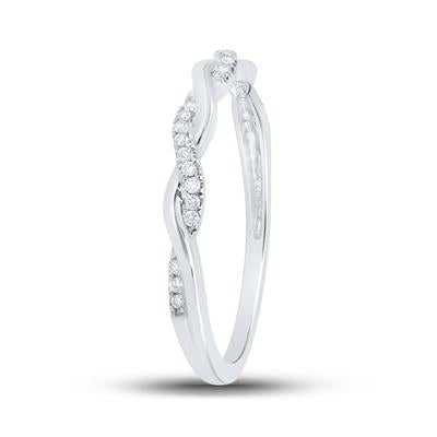10k White Gold Round Diamond Twist Stackable Band Ring - Le Vive Jewelry in Riverside