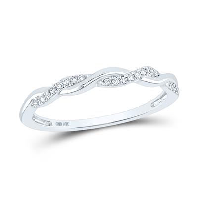 10k White Gold Round Diamond Twist Stackable Band Ring - Le Vive Jewelry in Riverside