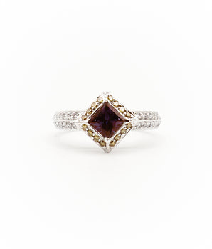 18k White Gold Princes-Cut Alexandrite And Diamond Halo Ring - Le Vive Jewelry in Riverside