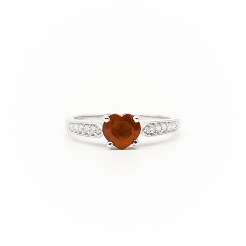 14k White Gold Heart Shape Ruby and Diamond Ring - Le Vive Jewelry in Riverside