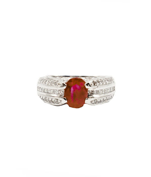 14k White Gold Oval Ruby and Diamond Ring - Le Vive Jewelry in Riverside