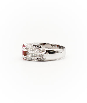 14k White Gold Oval Ruby and Diamond Ring - Le Vive Jewelry in Riverside