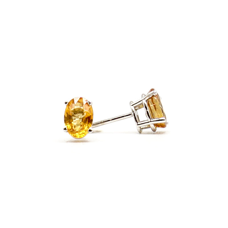 14K White Gold Orange Sapphire Stud Earrings - Le Vive Jewelry in Riverside