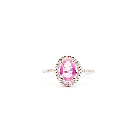 14K White Gold Pink Sappphire and Diamond Ring - Le Vive Jewelry in Riverside