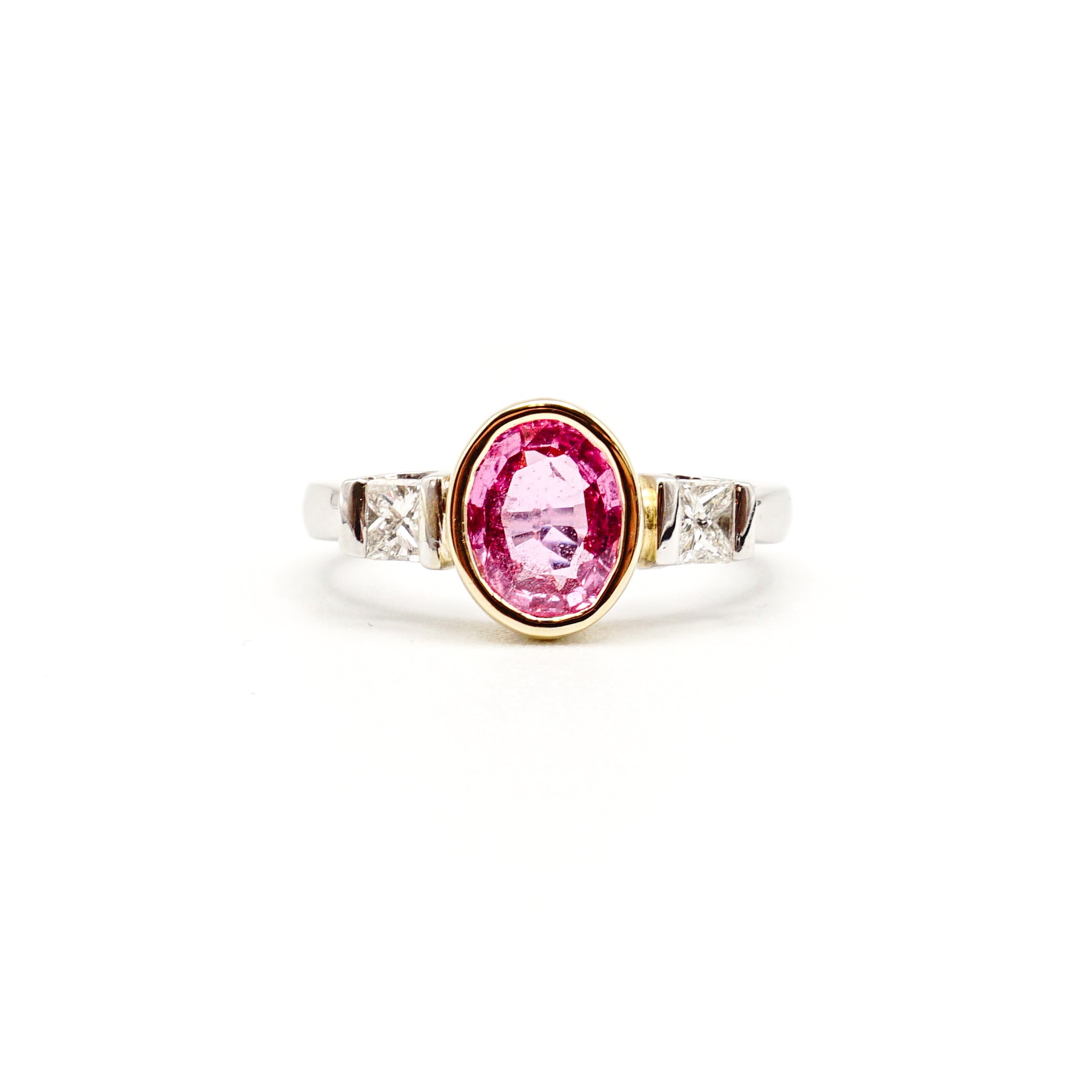 14K Two Tone Gold Pink Sapphire And Diamond Ring - Le Vive Jewelry in Riverside
