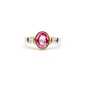 14K Two Tone Gold Pink Sapphire And Diamond Ring - Le Vive Jewelry in Riverside