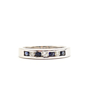 14k White Gold Sapphire And Diamond Band Channel Set - Le Vive Jewelry in Riverside