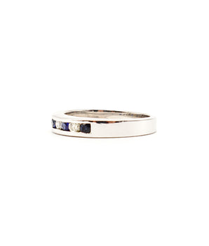 14k White Gold Sapphire And Diamond Band Channel Set - Le Vive Jewelry in Riverside