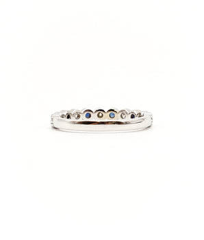 14k White Gold Sapphire And Diamond Band Mlligrain Bezel Set - Le Vive Jewelry in Riverside