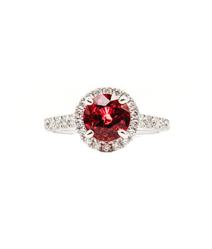 18k White Gold Tourmaline & Diamond Halo Ring - Le Vive Jewelry in Riverside