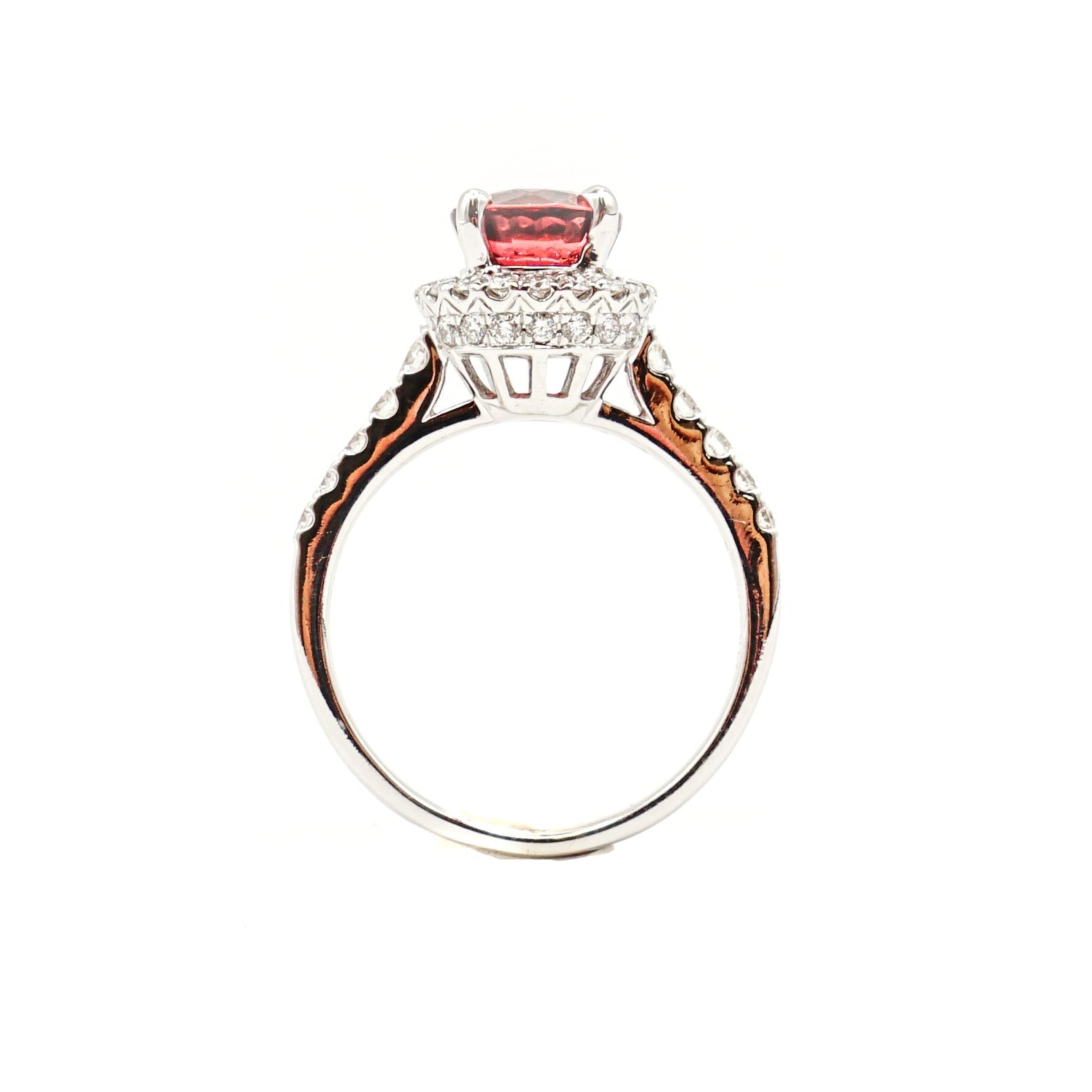 14K White Gold Oval Rhodolite, Rose Garnet, and Diamond Ring - Le Vive Jewelry in Riverside