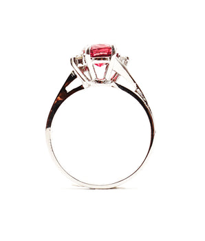 18k White Gold Tourmaline & Diamond Halo Ring - Le Vive Jewelry in Riverside