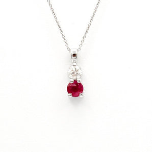 14K White Gold Ruby And Diamond Necklace - Le Vive Jewelry in Riverside