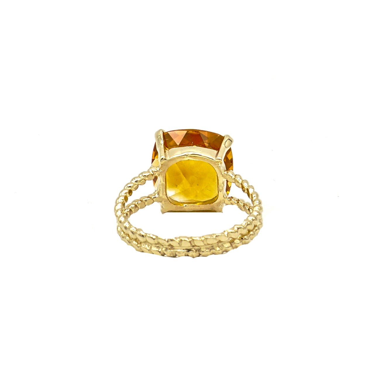 14k Yellow Gold Orange Cushion Cut Citrine on Braided Ring - Le Vive Jewelry in Riverside