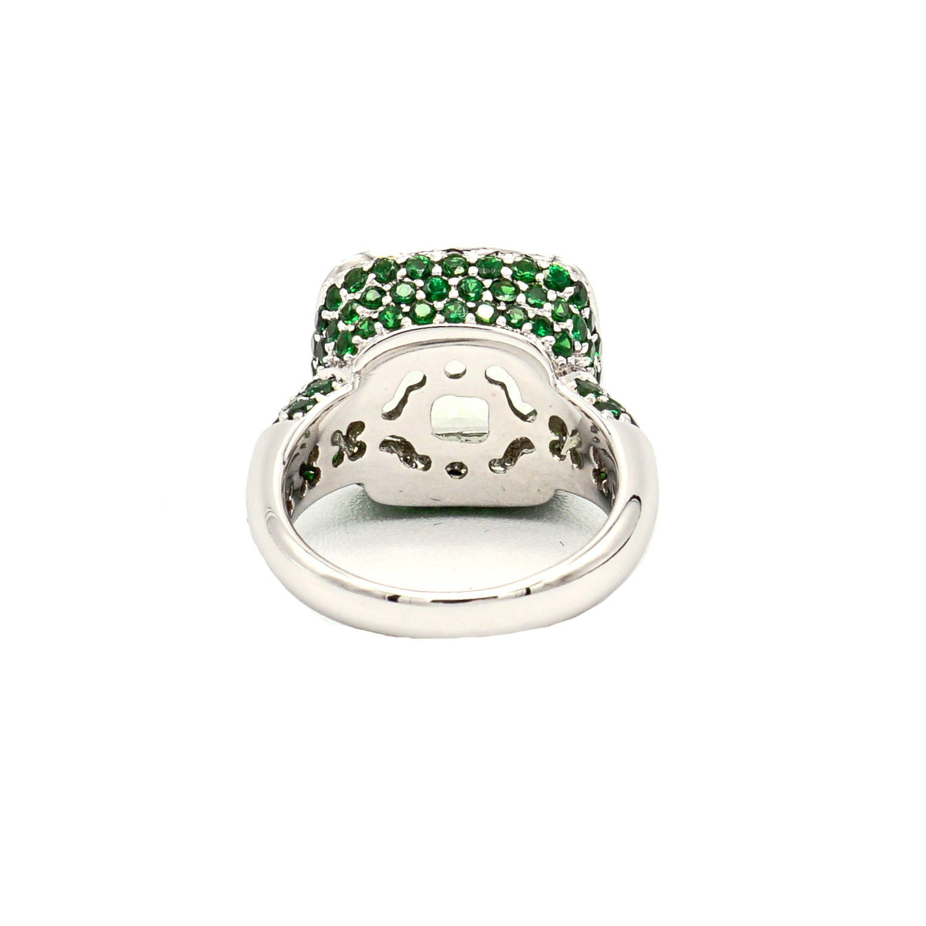 18k White Gold Prasiolite (Green Amethyst) With Diamonds and Tsavorite - Le Vive Jewelry in Riverside