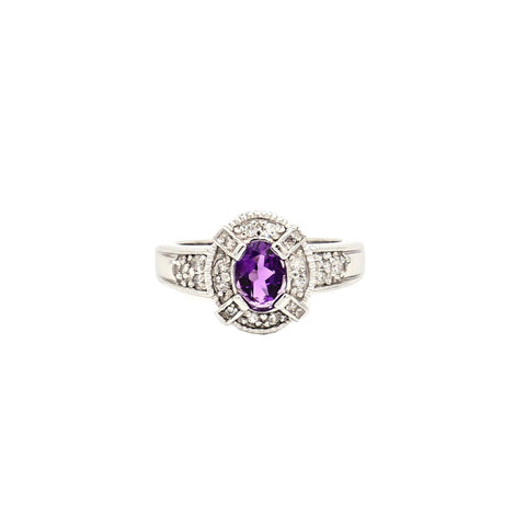 14K White Gold Amethyst and Diamond Ring - Le Vive Jewelry in Riverside