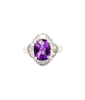 14k White Gold Amethyst and Diamond Ring - Le Vive Jewelry in Riverside