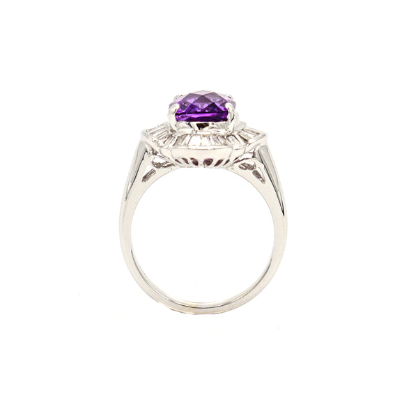 14k White Gold Amethyst and Diamond Ring - Le Vive Jewelry in Riverside
