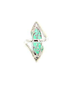 18K White Gold Apple Jade and Diamond Ring - Le Vive Jewelry in Riverside