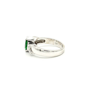 14K White Gold Tsavorite (Green Garnet) & Diamond Ring - Le Vive Jewelry in Riverside