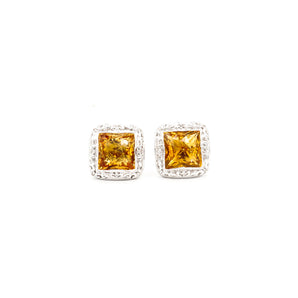 18k White Gold Citrine and Diamond Earrings - Le Vive Jewelry in Riverside