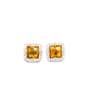 18k White Gold Citrine and Diamond Earrings - Le Vive Jewelry in Riverside