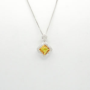 18K White Gold Citrine and Diamond Pendant and 16'' Necklace 14K White - Le Vive Jewelry in Riverside