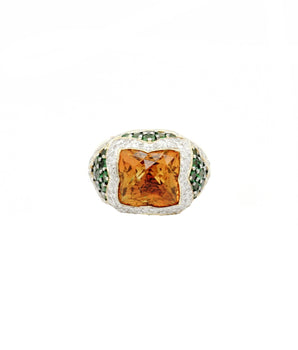 18K Yellow Gold Citrine Diamond & Tsavorite Ring - Le Vive Jewelry in Riverside