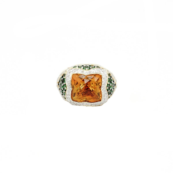 18K Yellow Gold Citrine Diamond & Tsavorite Ring - Le Vive Jewelry in Riverside