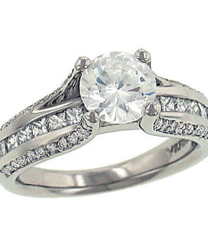 Verragio Classico Collection Ladies Round Cut Platinum Engagement Ring - Le Vive Jewelry in Riverside