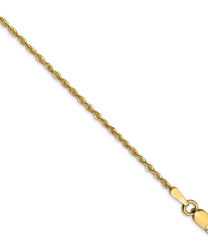 14k 1.5mm Diamond-Cut Extra-Light Rope Anklet - Le Vive Jewelry in Riverside