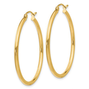 14 Karat Gold Hoop Earrings 2x35mm - Le Vive Jewelry in Riverside