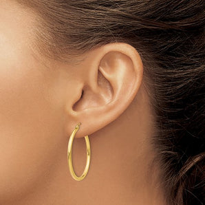 14 Karat Gold Hoop Earrings 2x30mm - Le Vive Jewelry in Riverside