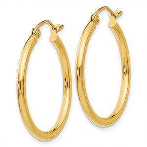 14 Karat Gold Hoop Earrings 2x25mm - Le Vive Jewelry in Riverside