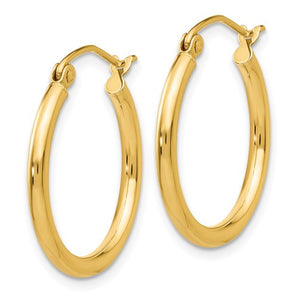 14 Karat Gold Hoop Earrings 2x21mm - Le Vive Jewelry in Riverside