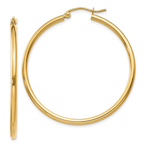 14 Karat Gold Hoop Earrings 2x40mm - Le Vive Jewelry in Riverside