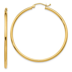 14 Karat Gold Hoop Earrings 2x45mm - Le Vive Jewelry in Riverside