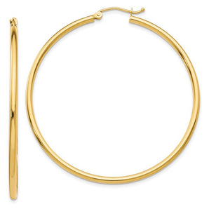 14 Karat 2x50mm Gold Hoop Earrings - Le Vive Jewelry in Riverside