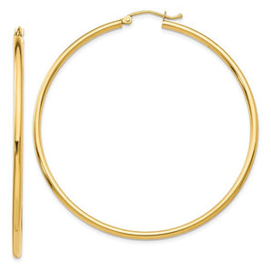 14k Yellow Gold Hoop Earrings 2x55mm - Le Vive Jewelry in Riverside