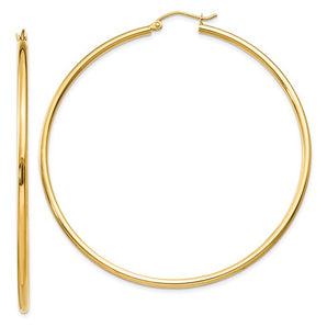 14 Karat Gold Hoop Earrings 2x60mm - Le Vive Jewelry in Riverside